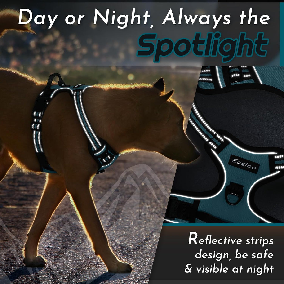 Eagloo dark green dog harness worn by a Labrador retriever