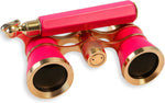 HQRP opera glasses theater binoculars front view in rose pink pearl with gold trim