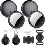 CASCHO Air Tracker Tags Four Pack front view matte black smart tracking tags for keys and luggage tracking.