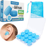 Vegpoet reusable moldable silicone ear plugs 12 pack front view showcasing deep blue putty material.