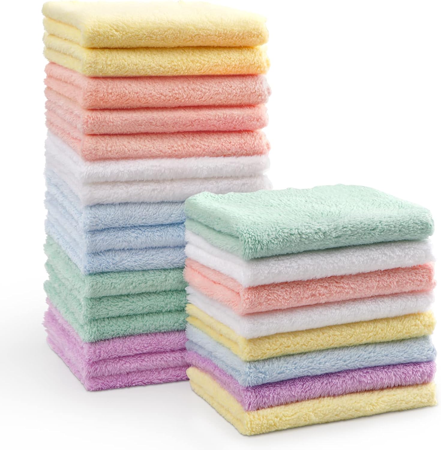 Homexcel baby washcloths 24 pack microfiber coral fleece front view