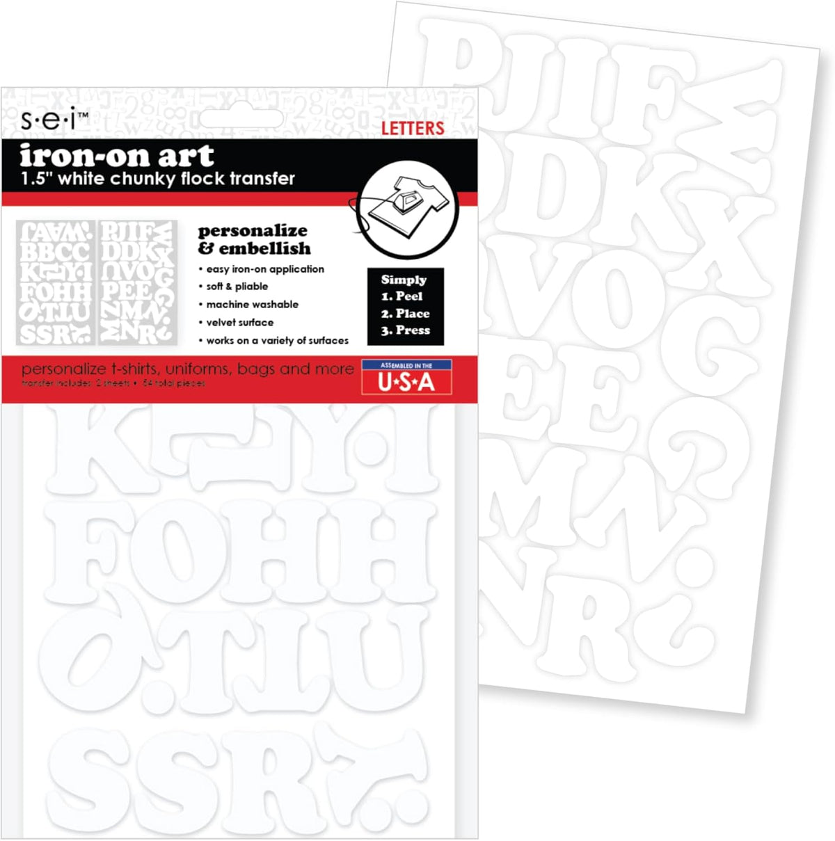 White flock heat transfer letters sheet layout