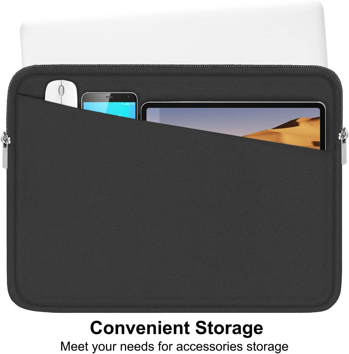 AREYLO grey laptop sleeve showing top loading zipper