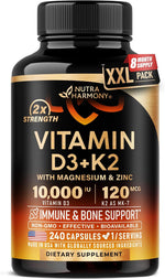Nutraharmony Vitamin D3 K2 front view supplement bottle