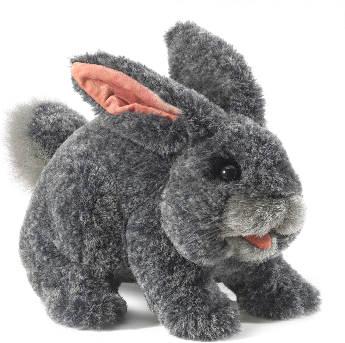Folkmanis Gray Bunny Rabbit Hand Puppet front view soft plush toy