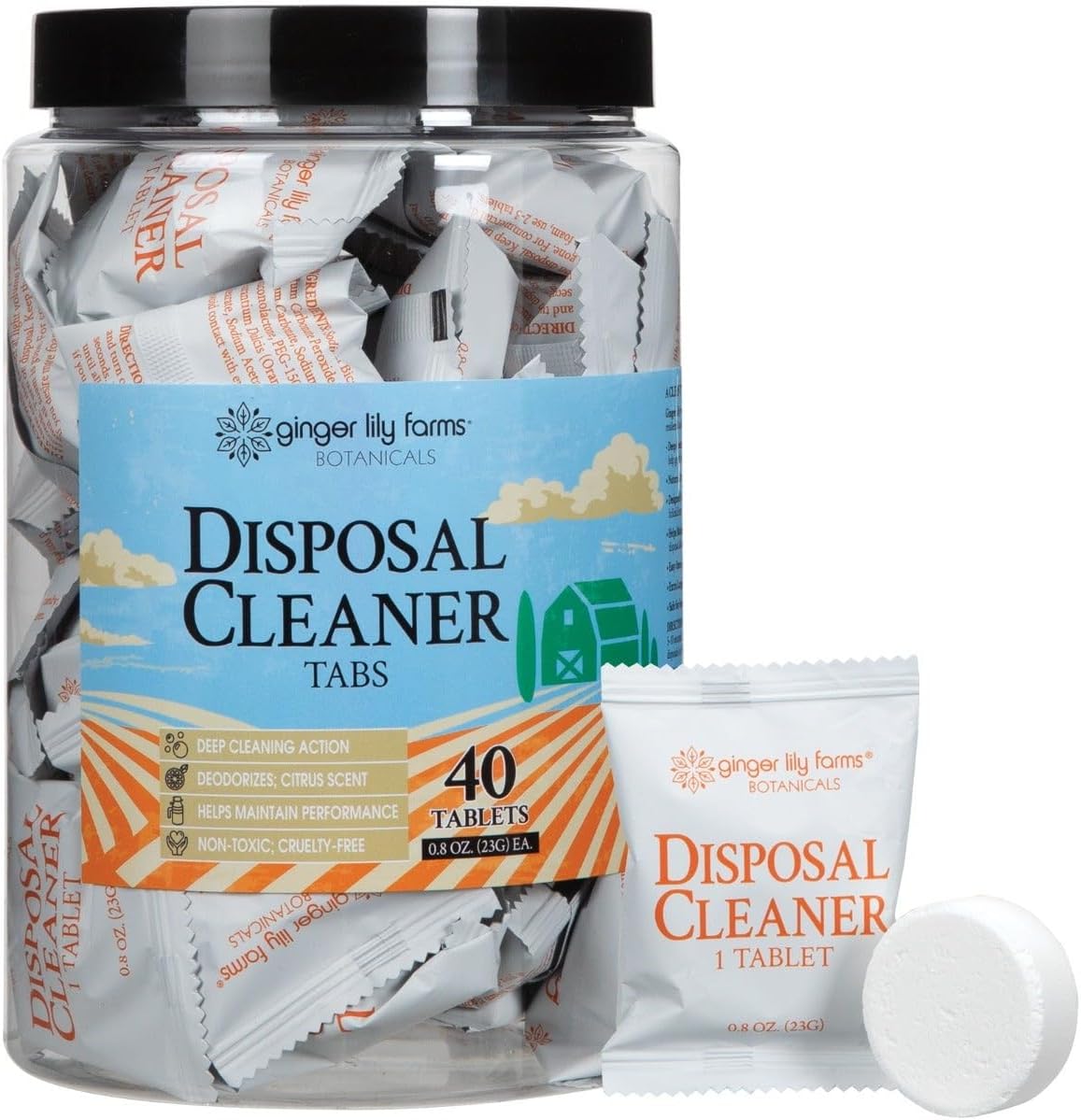 Ginger Lily Farms Botanicals Garbage Disposal Cleaner Tabs front view