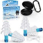 Vigoroad airplane pressure relief ear plugs front view showing adult black silicone design and storage case