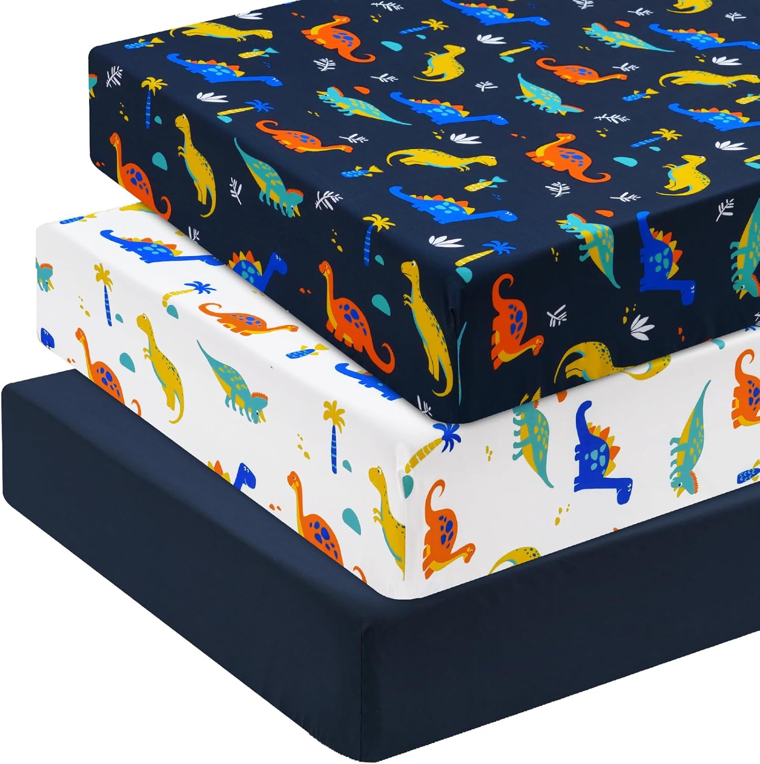 David's kids 3 pack fitted crib sheets dinosaur print set