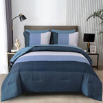 WONGS BEDDING Purple Comforter Set Queen, Reversible Purple Striped Patchwork Alternative Comforte Set for Queen Bed,3 Pieces(1 Comforter+2 Pillowcases), Soft Microfiber Bedding Set 90"x90" - Image 9