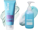 Bliss Micro Magic Microdermabrasion Scrub and Fab Foaming Cleanser set front view showing light blue packaging.