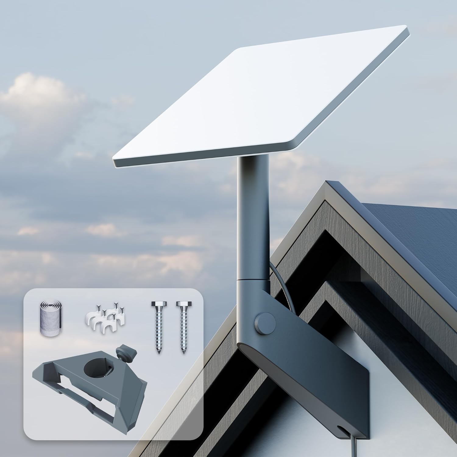 Daiertek Starlink Mini wall mount bracket front view for satellite dish installation.