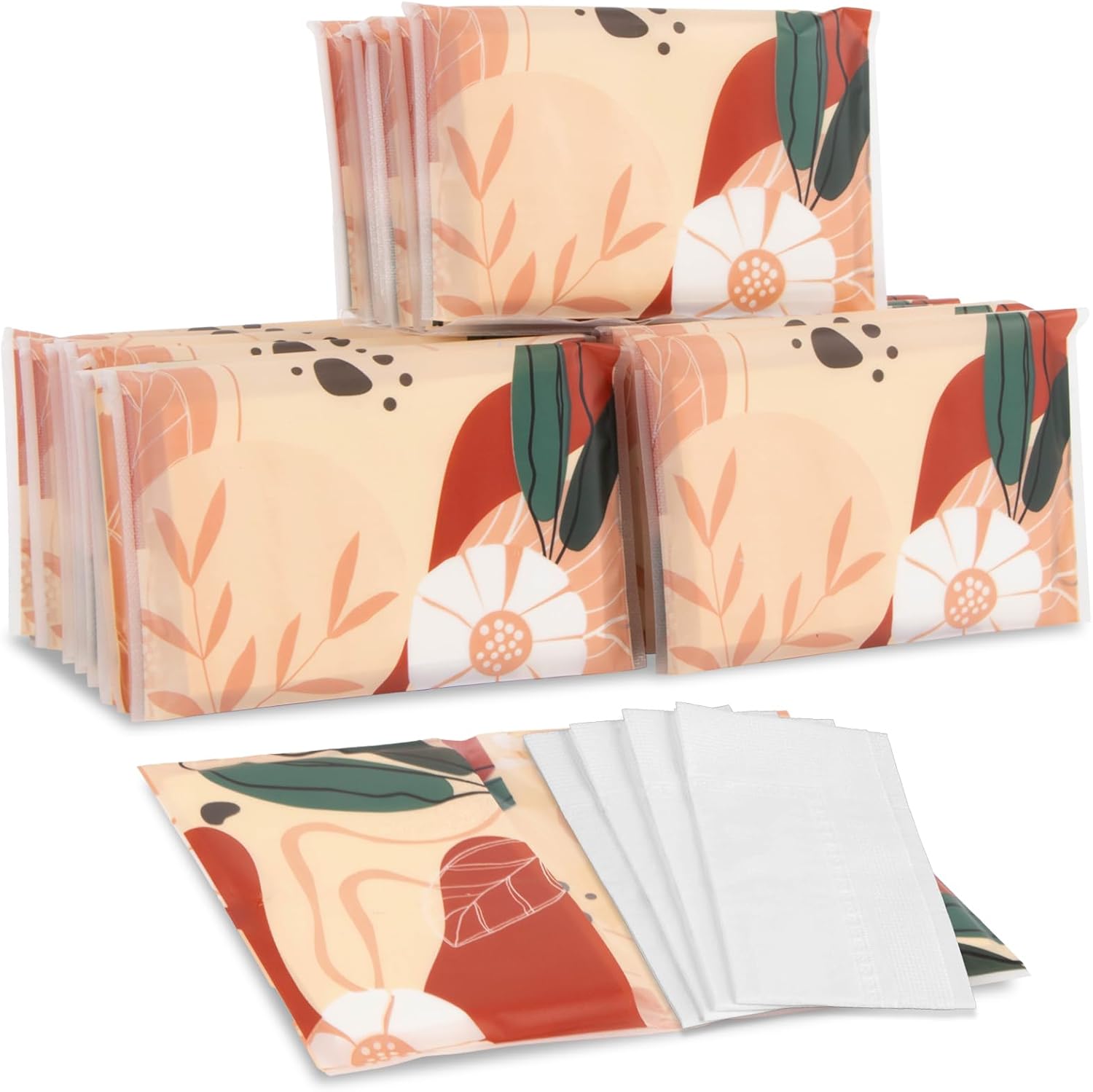 RAINFLOW 22 Packs Travel Tissue front view of floral pocket packs