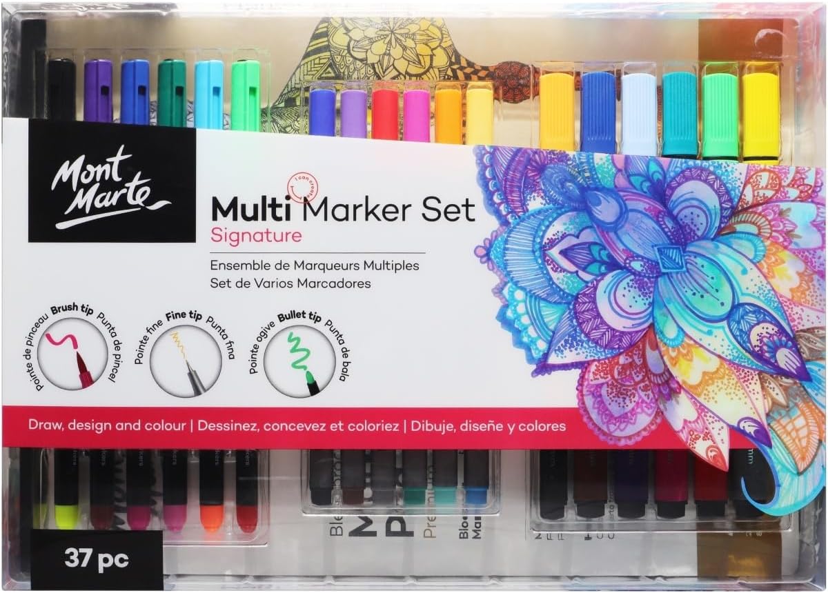 Mont Marte multi marker gift set 37pc front view art kit