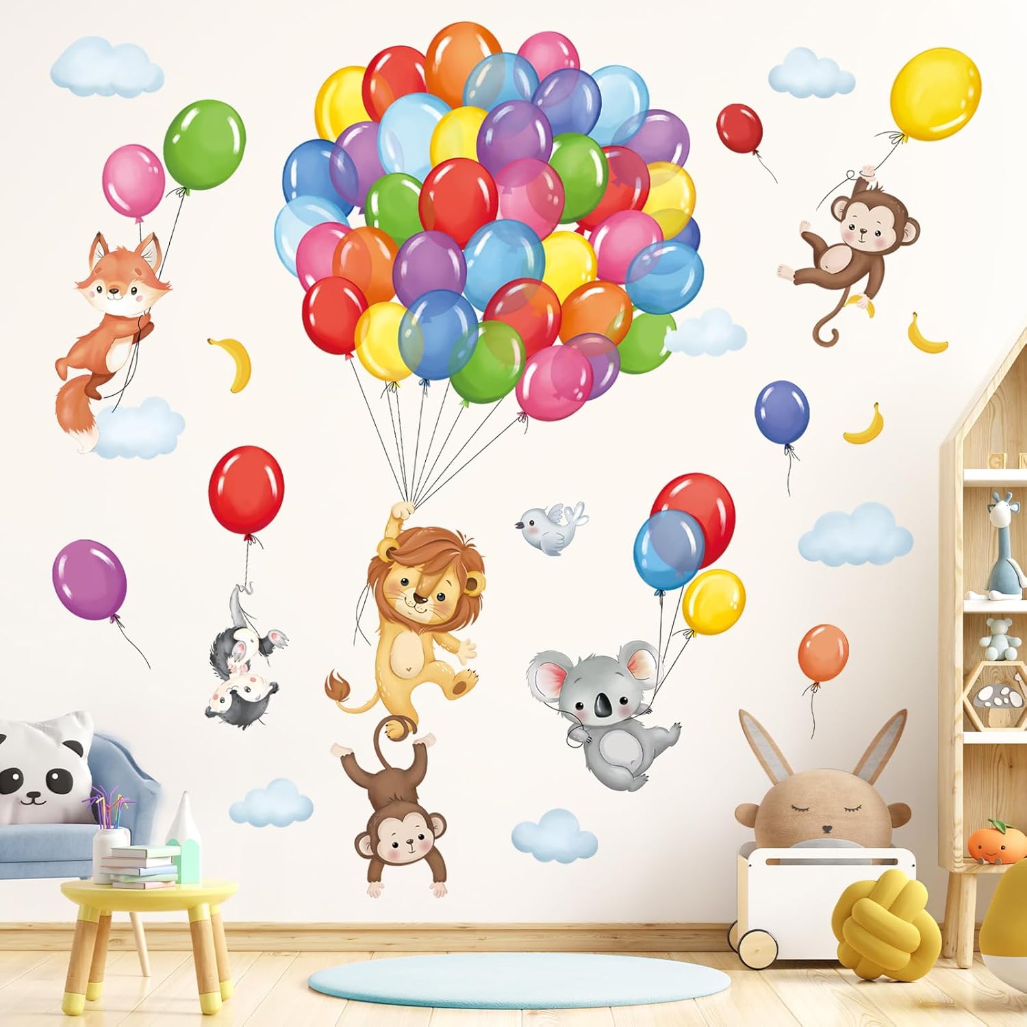 Decalmile forest animals balloon wall decals front view