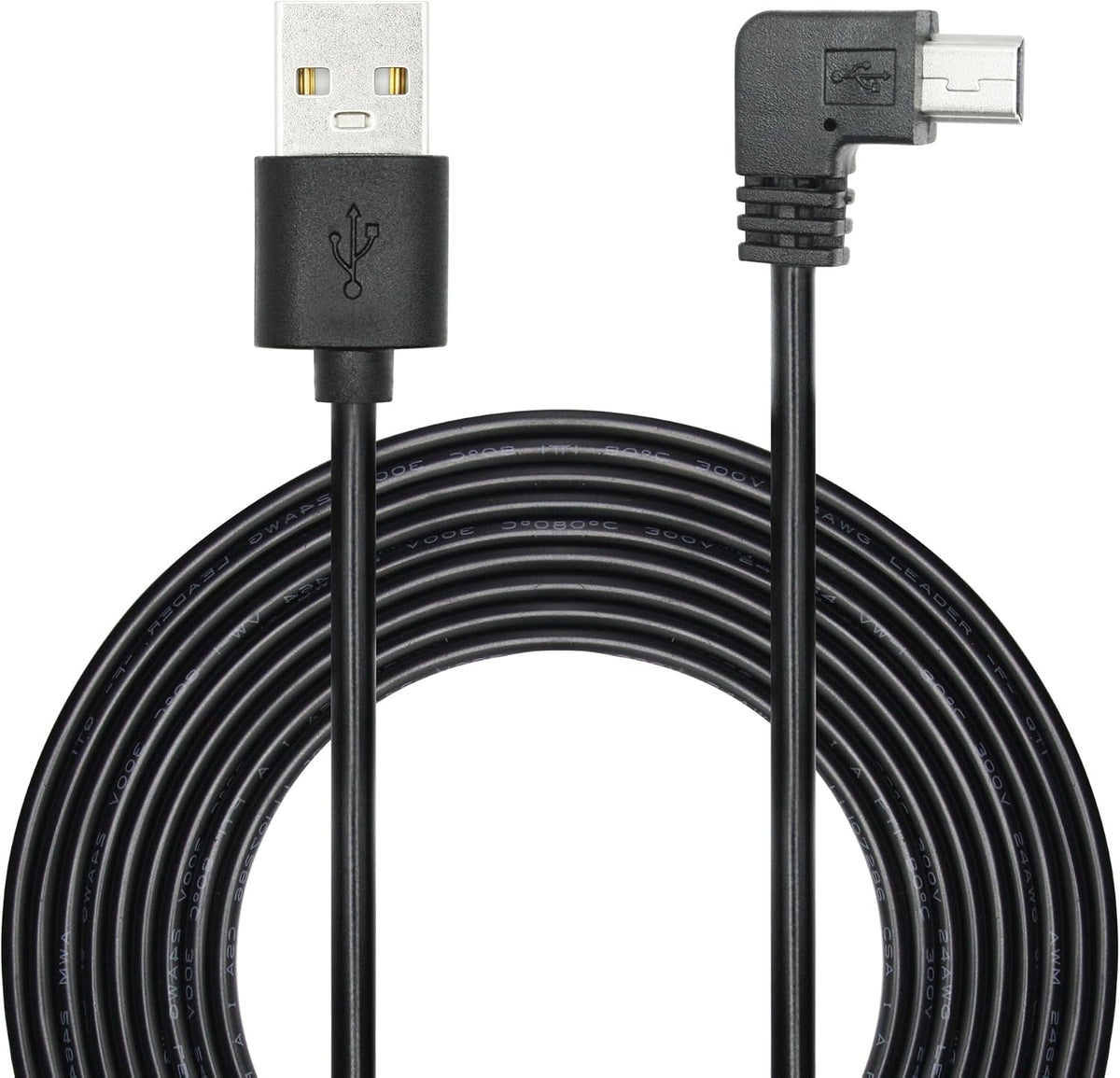 90 Degree Dash Cam Micro USB Power Cord 11FT, Right Angle USB Car Camera Charging Cable, Power Only, Not Compatible with Garmin Devices - Image 9