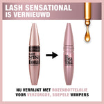 Side profile of Maybelline Lash Sensational Mascara pink metallic tube