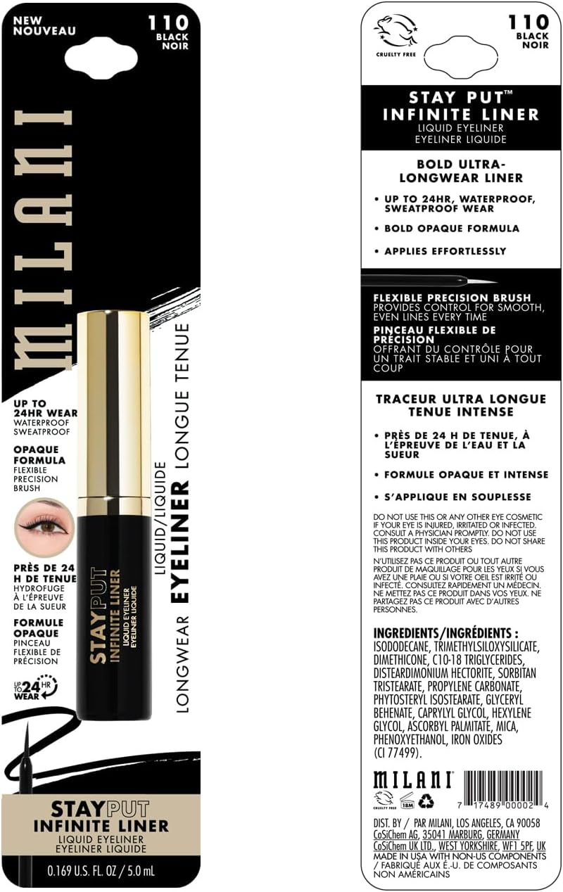 Milani long lasting waterproof eyeliner brush tip applicator close up
