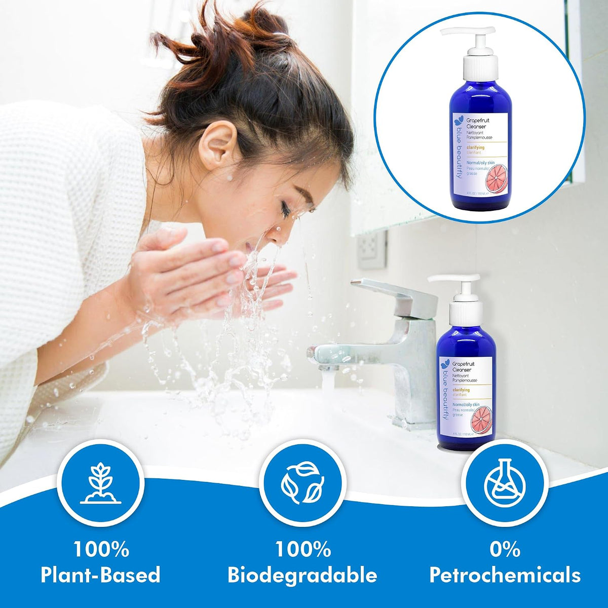 Blue Beautifly Grapefruit Deep Pore Cleanser application on skin