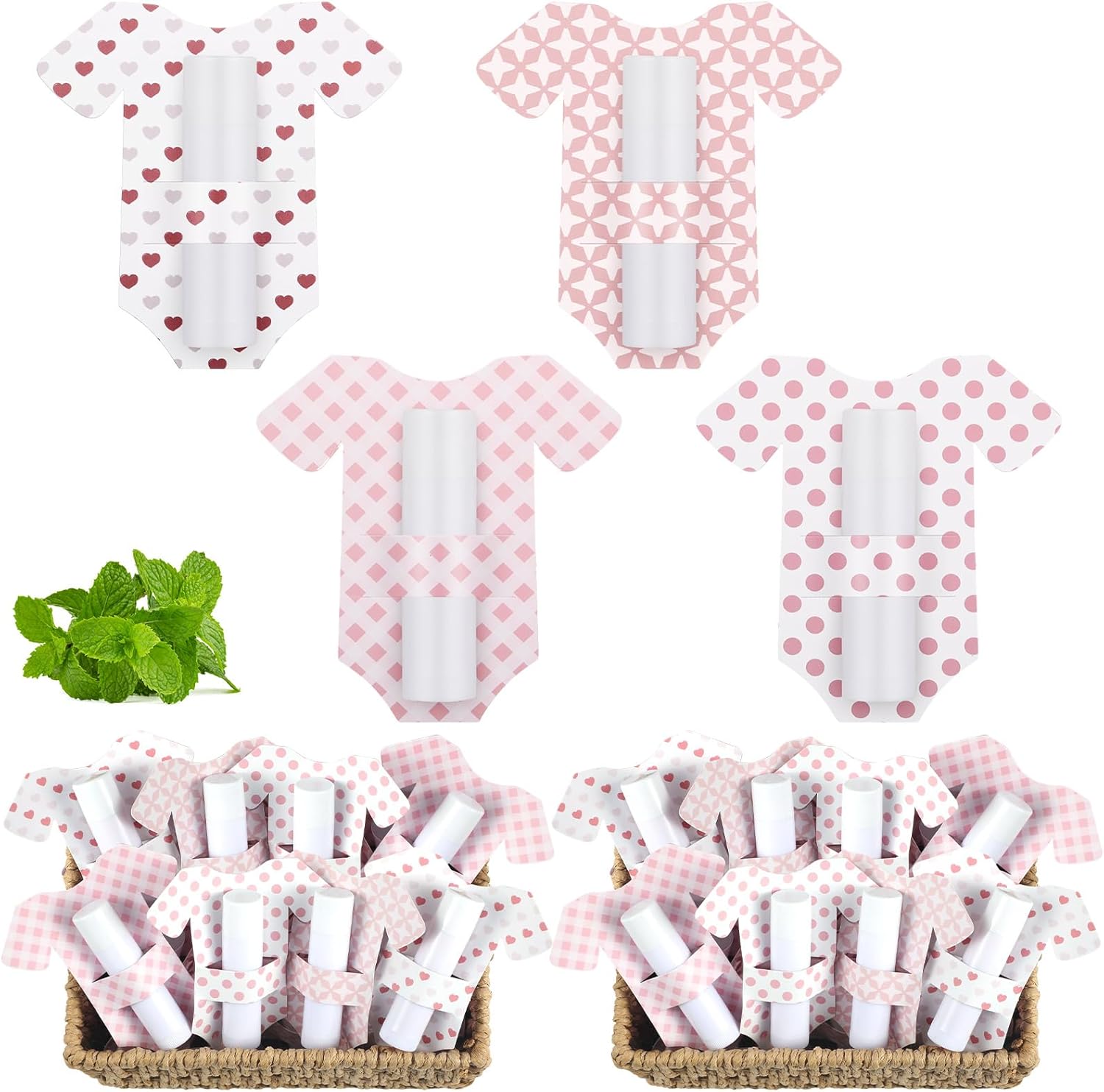 Dansib 50 Sets Baby Shower Lip Balm Favors front view