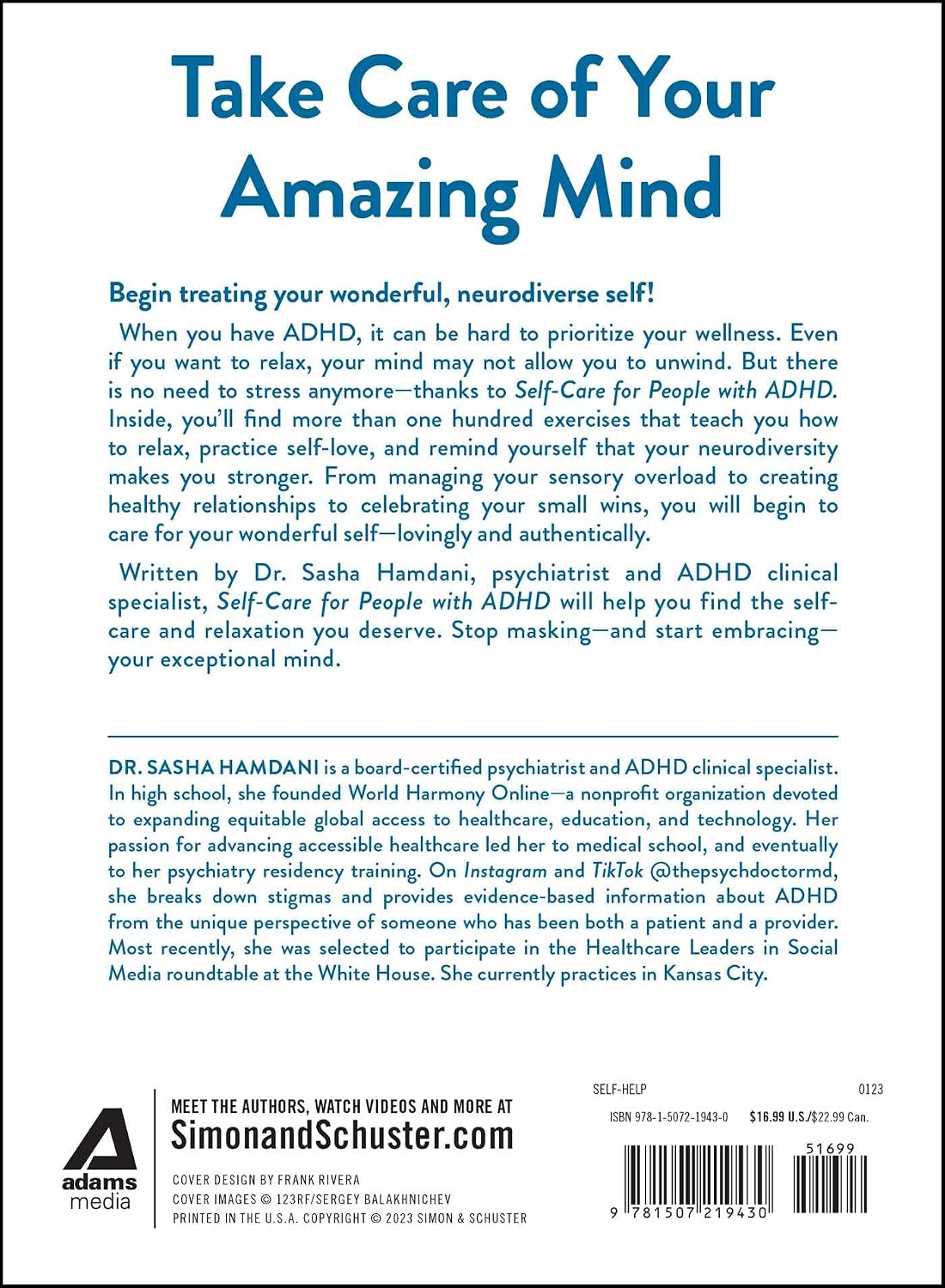 Self-Care for People with ADHD book spine and cover details