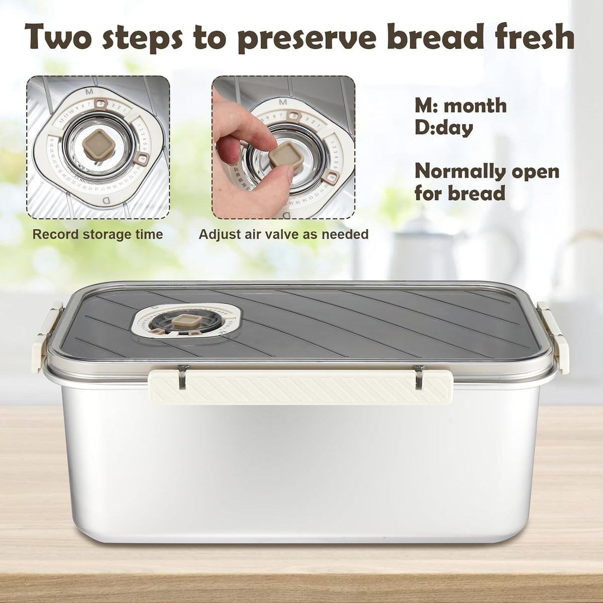 CODOHI airtight bread bin showing secure locking clasps and seal