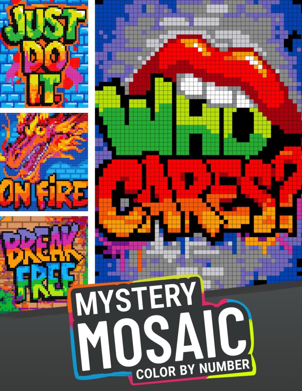 Mystery Mosaic Color by Number for Adults Graffiti: Inspirational Street Art and Pixel Art Designs to Reveal Hidden Images for Relaxation - Image 1