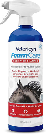 Innovacyn Vetericyn FoamCare Medicated Horse Shampoo front view bottle for equine fungal relief.