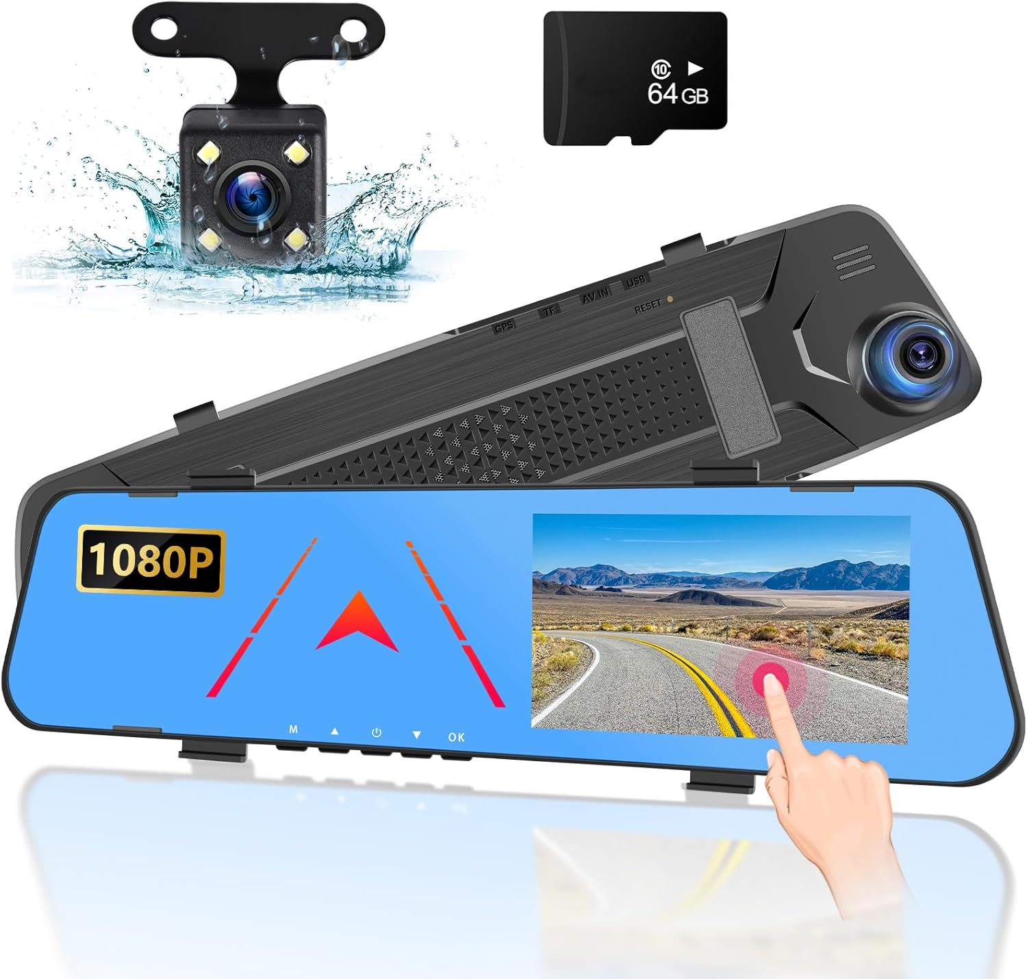 Nhopeew 4.5 inch rear view mirror camera front view