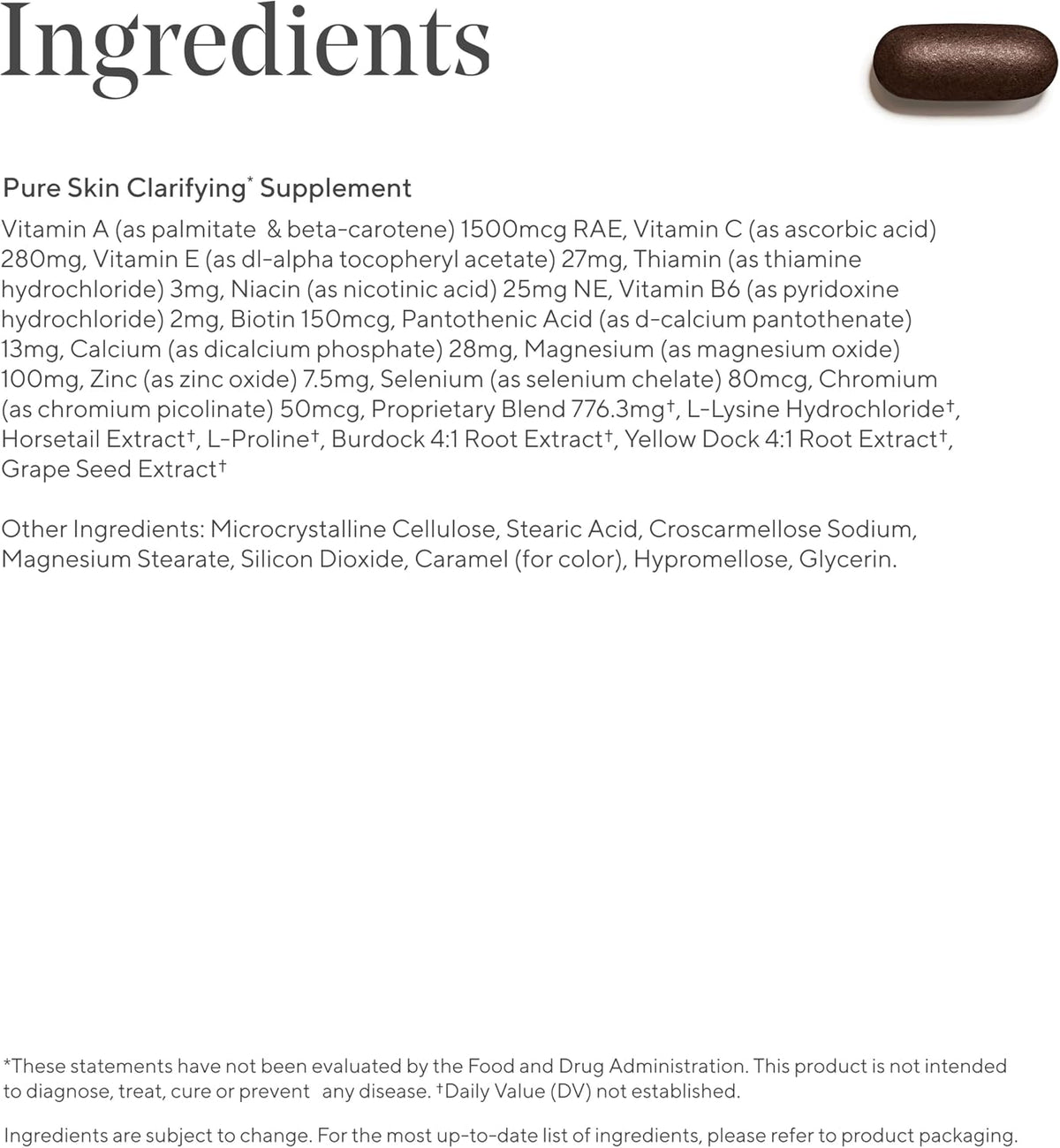 Murad Pure Skin Acne Supplements capsules showing tablet form