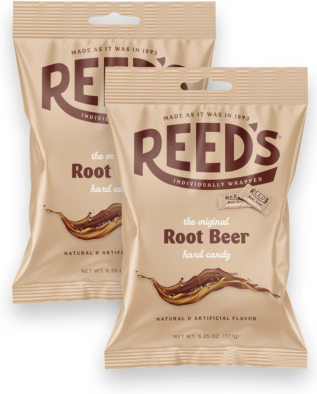 Back label of Reed's Cinnamon Hard Candy showing product details