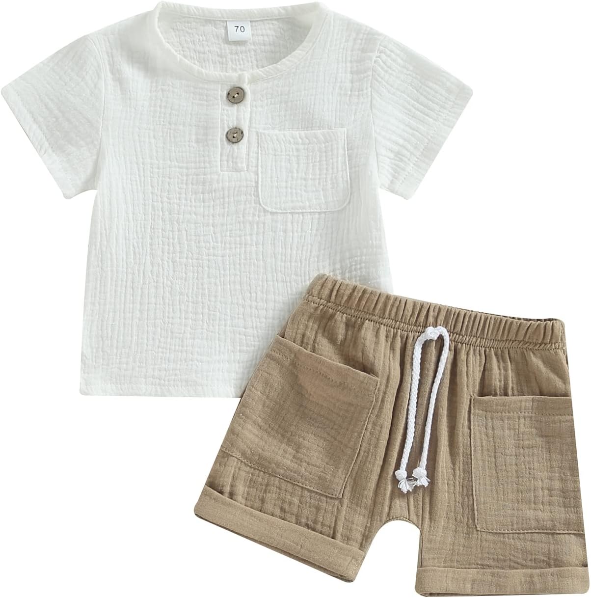 fhutpw baby boys summer outfit front view t-shirt and shorts set