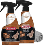 Weiman Leather Cleaner and Conditioner 2-pack front view for furniture care.