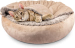 JOEJOY Small Dog Bed Cat Bed with Hooded Blanket, Cozy Cuddler Luxury Puppy Pet Bed, Donut Round Calming Anti-Anxiety Dog Burrow Cave Bed - Anti-Slip Bottom and Machine Washable 23 inch - Image 9