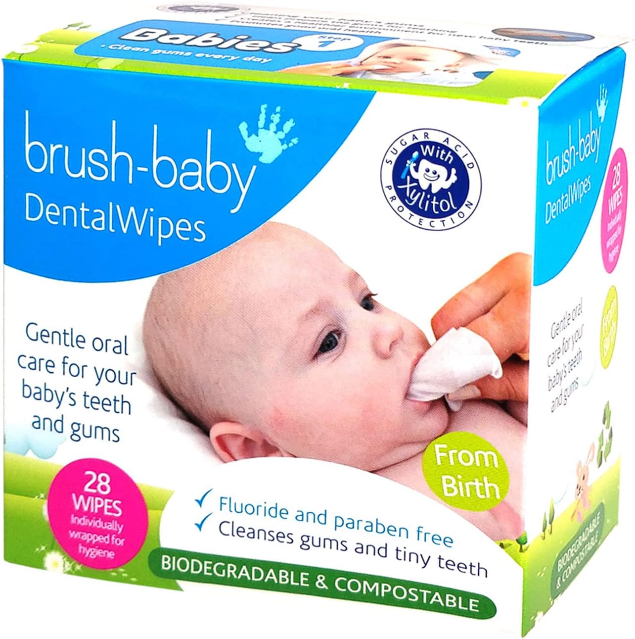 Brush-Baby Teething Relief Dental Wipes front view