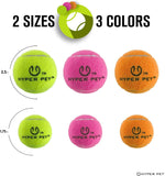 Four pack of pink dog tennis balls for small breeds