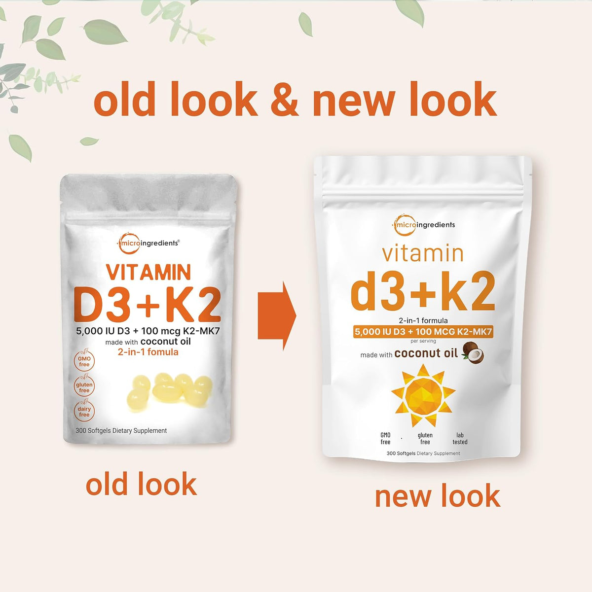 Micro Ingredients Vitamin D3 K2 softgels size and texture