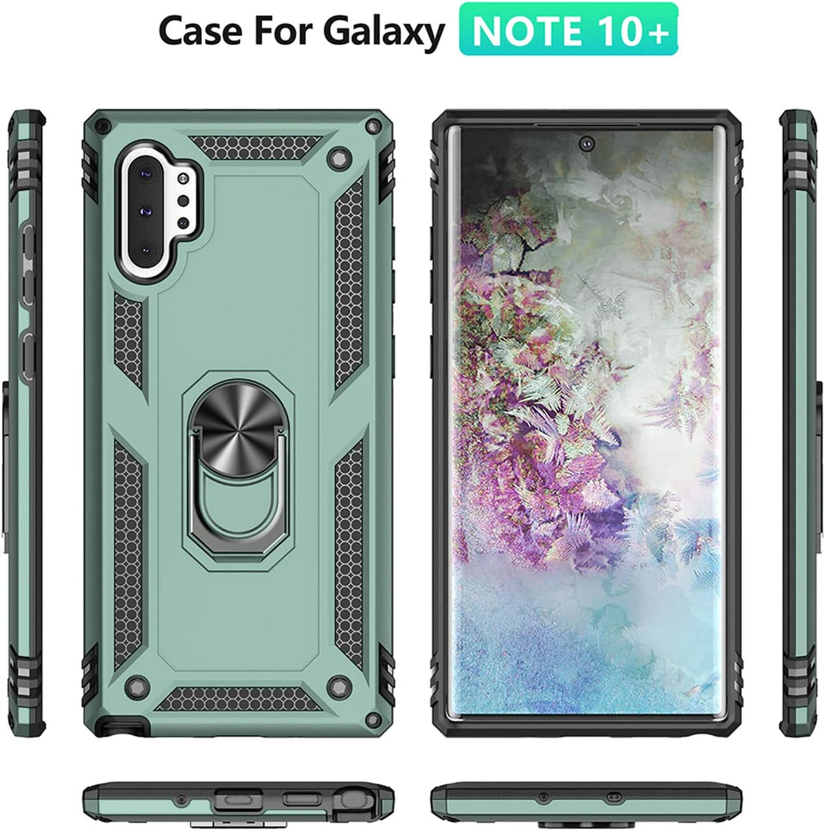 Aovyu Galaxy Note 10 Plus case dark green rear angle