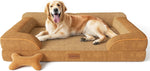 Extra Large Dog Bed, Orthopedic Dog Bed with Cooling Gel Memory Foam, Waterproof XL Pet Bed with Removable Washable Cover, 42" Pet Sofa Couch Dutch Velvet with Bone Toy, Light Gray - Image 12