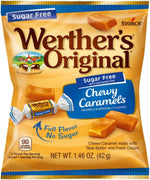 Nutritional facts and real butter ingredients on the back of the sugar free caramel bag.