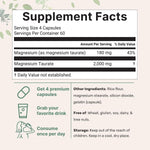 Nutricost Magnesium Taurate supplement facts label and serving size