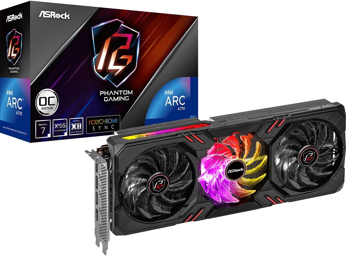 ASRock Intel Arc A770 graphics card front view