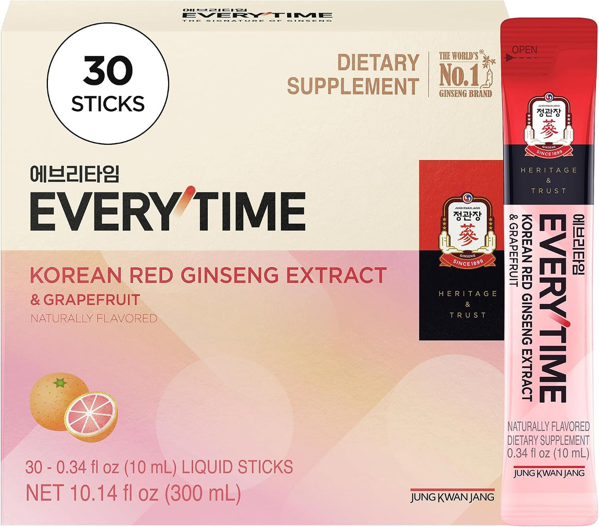 JUNG KWAN JANG Everytime Korean Red Ginseng Extract Grapefruit box front view premium energy supplement