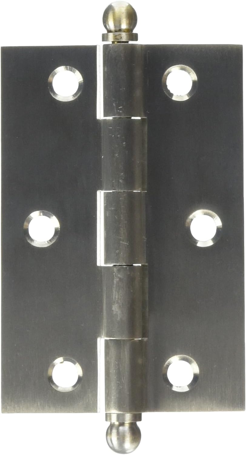 Deltana solid brass 3 inch by 2 inch cabinet hinge front view