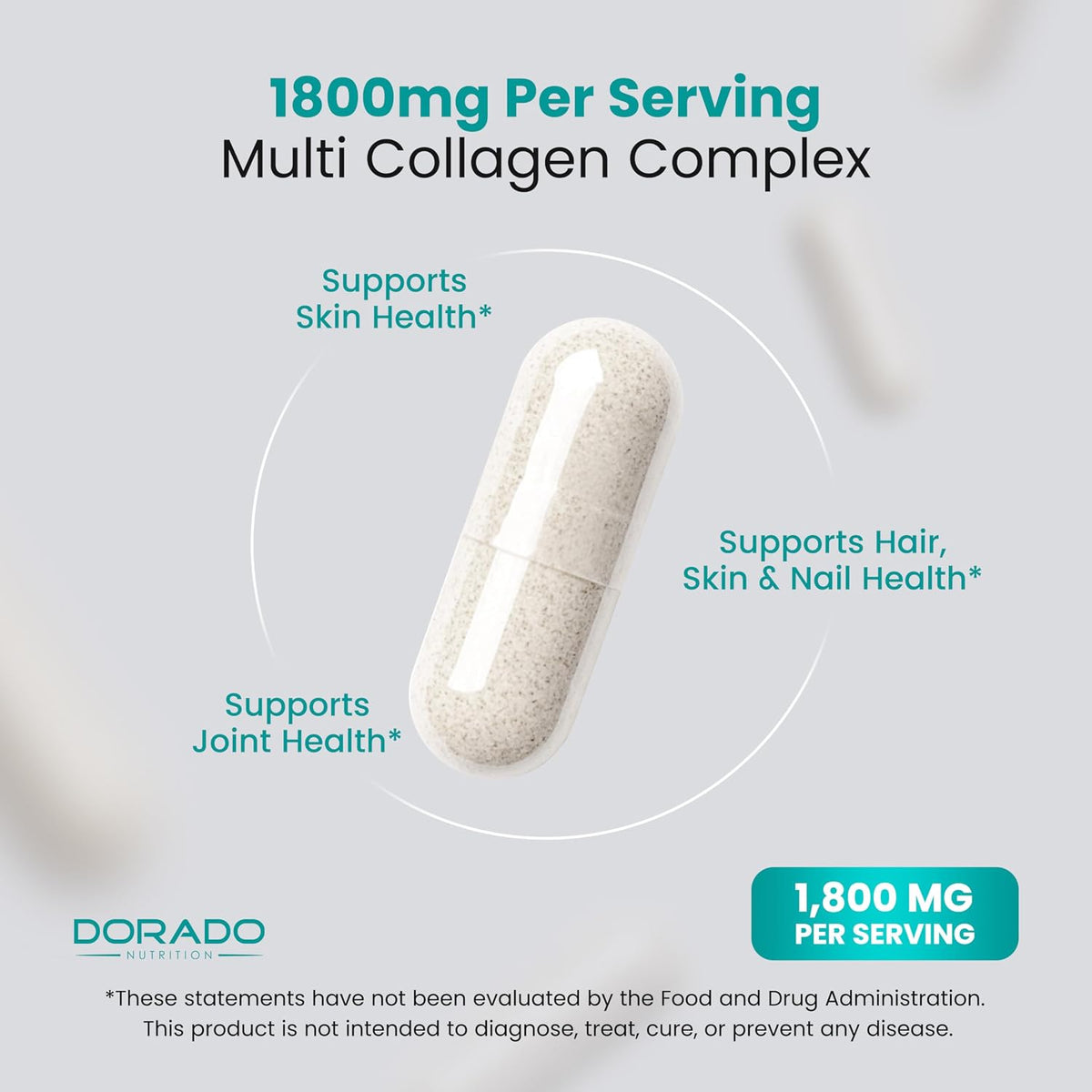 Capsule close up of Dorado Nutrition Multi Collagen supplement