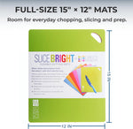 Chef's Vision flexible cutting mat hanging by built-in corner handle