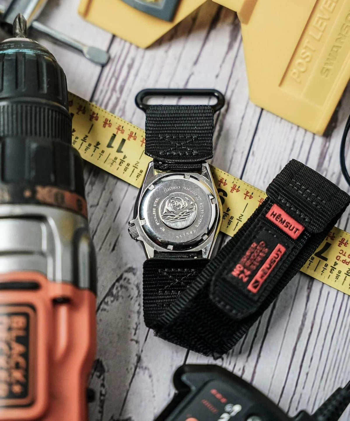 DAVILANE 22mm nylon watch strap attached to Casio Duro watch