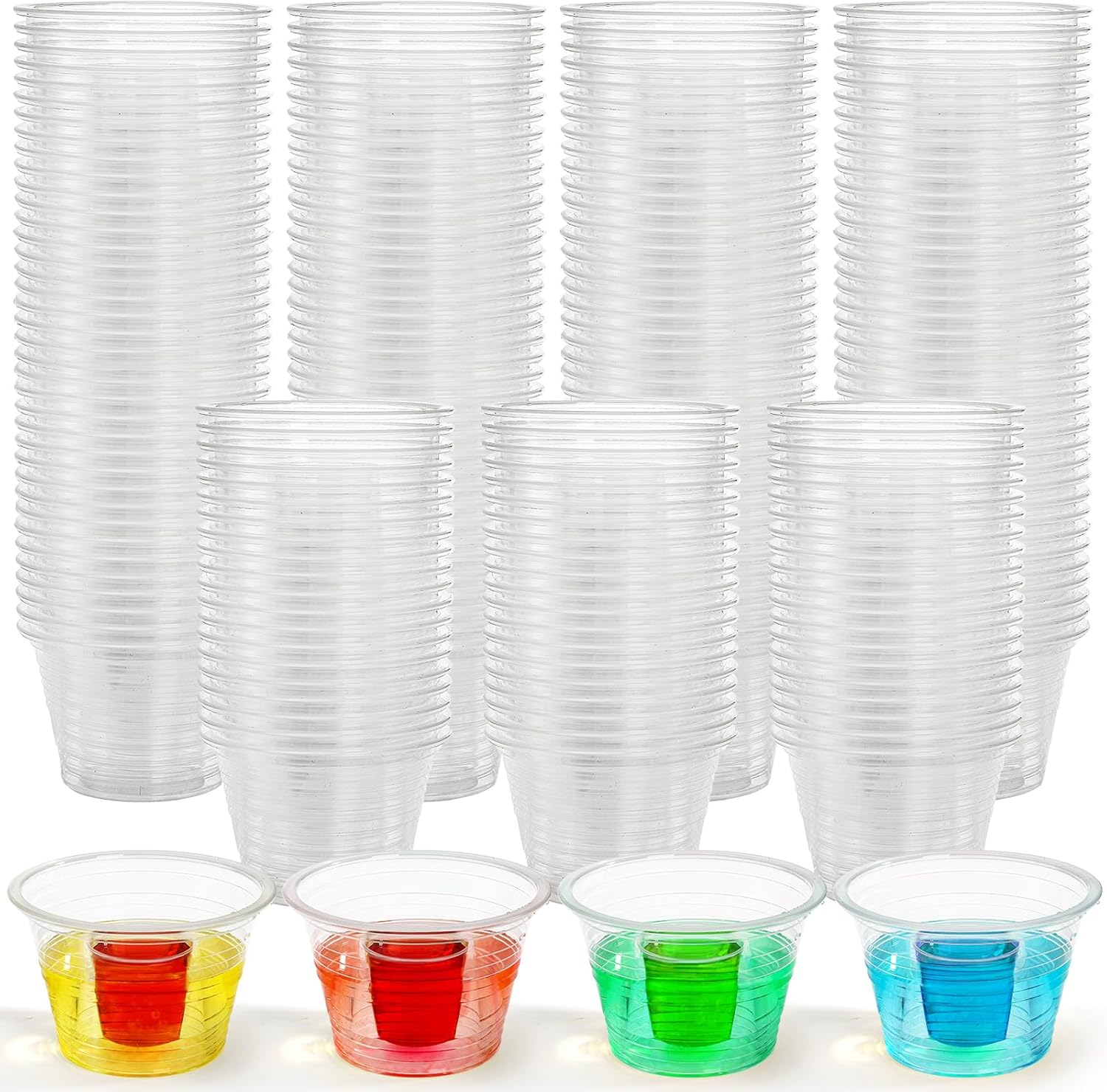 Coloch Plastic Bomber Cups 200 pack front view for party shots.