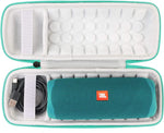Custom-molded travel case holding a waterproof Bluetooth speaker