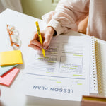 Multiple BIC yellow highlighters arranged together for stationery display