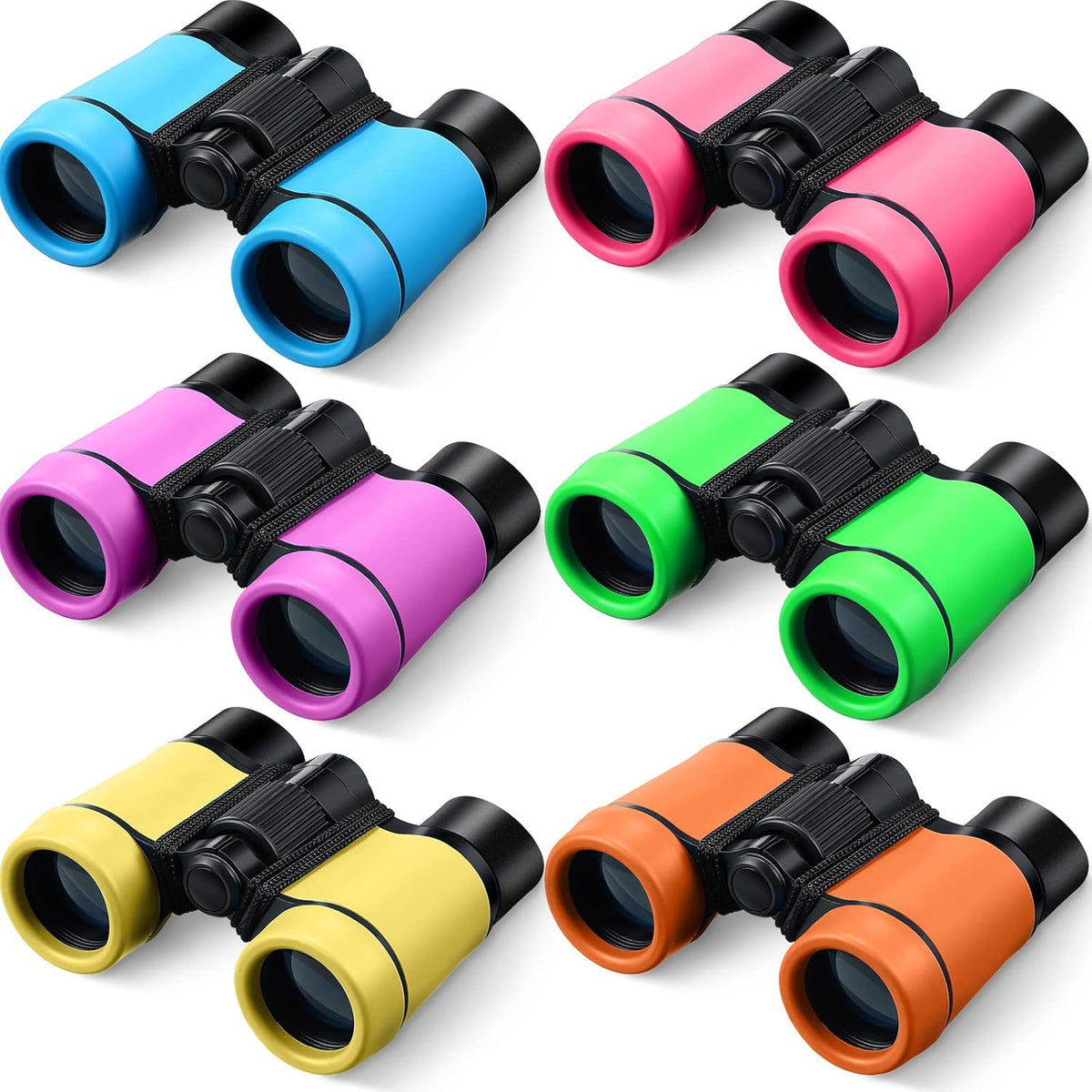 Yunsailing 6 pack kids binoculars front view with vibrant colors